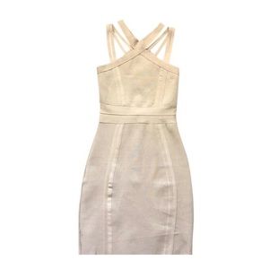 Cream Strappy Bandage Bodycon Dress
